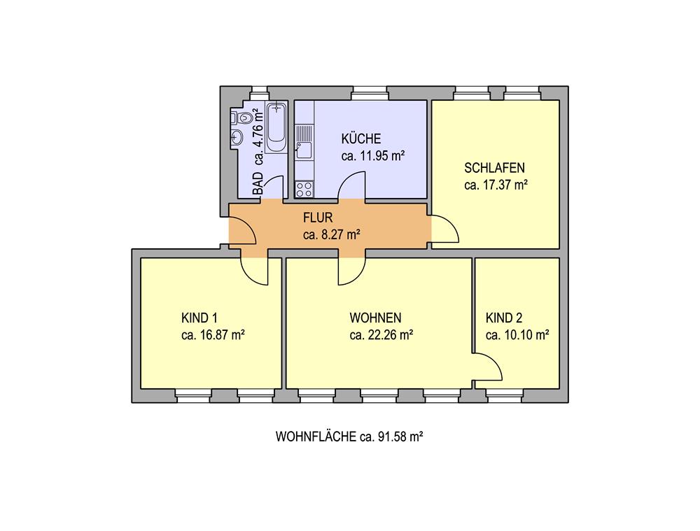 Zentrumsnahe und geräumige 4-Raum Wohnung - Foto 5