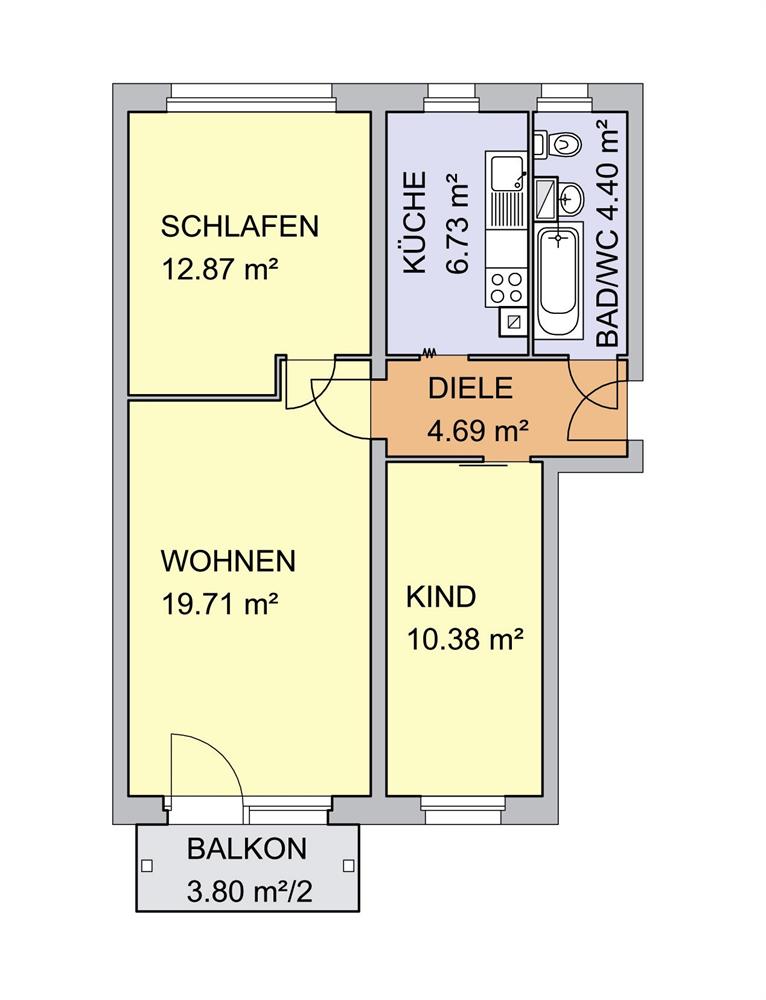 3-Raum-Wohnung mit Balkon in Sanierung! - Foto 2