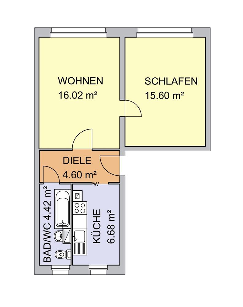 Geräumige 2-Raum Wohnung im Zentrum - Photo 2